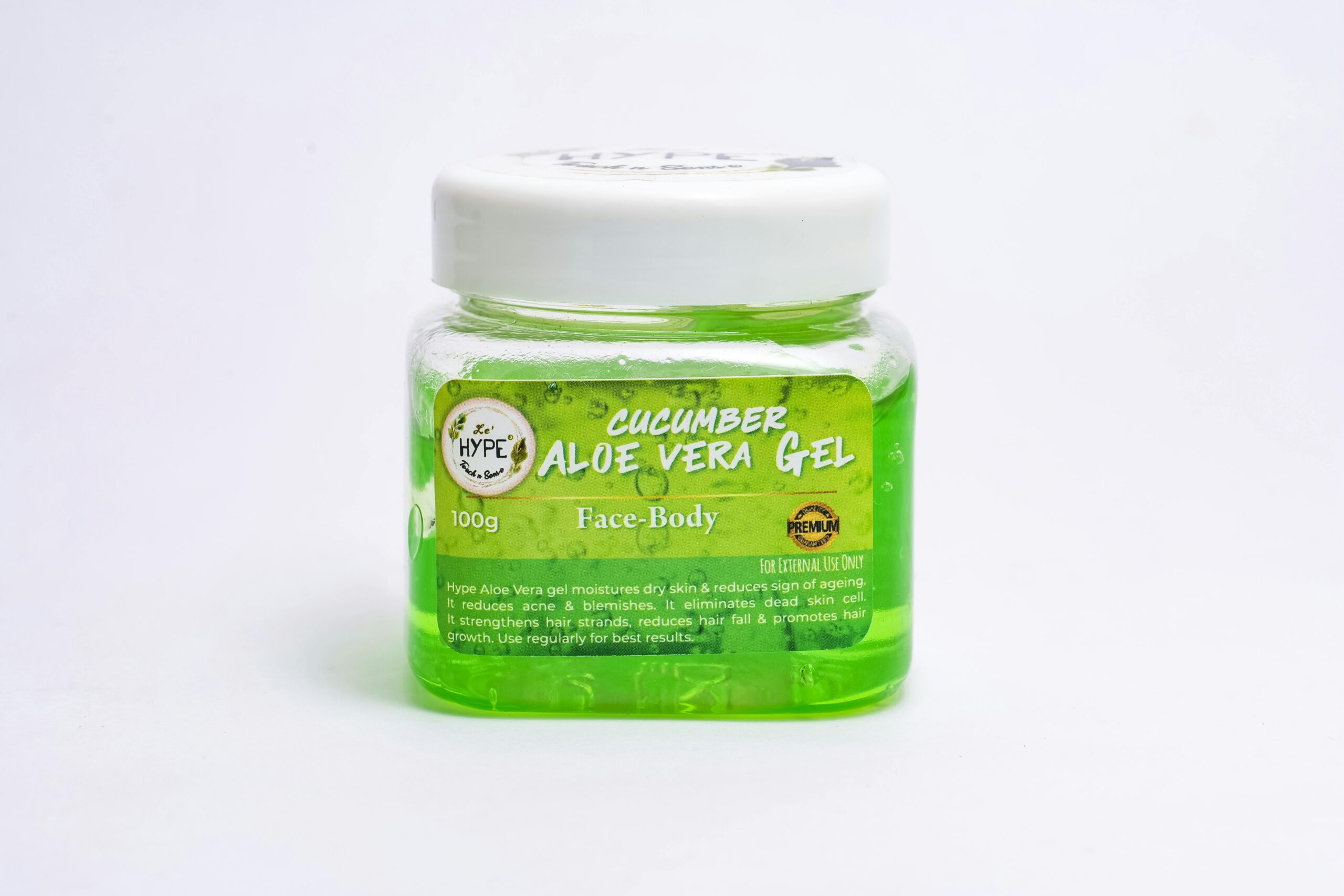 pexels photo 14798574 14798574 Cucumber Aloe Vera gel in clear plastic jar on white background. Ideal for skincare routines.